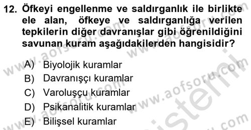 Çatışma ve Stres Yönetimi 1 Dersi 2024 - 2025 Yılı (Final) Dönem Sonu Sınav Soruları 12. Soru