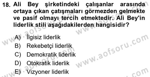 Çatışma ve Stres Yönetimi 1 Dersi 2024 - 2025 Yılı (Final) Dönem Sonu Sınav Soruları 18. Soru