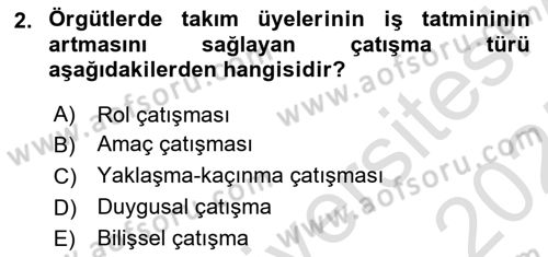 Çatışma ve Stres Yönetimi 1 Dersi 2024 - 2025 Yılı (Final) Dönem Sonu Sınav Soruları 2. Soru