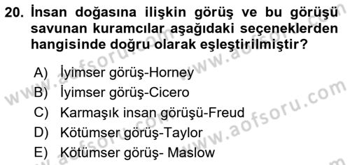 Çatışma ve Stres Yönetimi 1 Dersi 2024 - 2025 Yılı (Final) Dönem Sonu Sınav Soruları 20. Soru