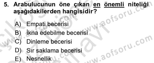 Çatışma ve Stres Yönetimi 1 Dersi 2024 - 2025 Yılı (Final) Dönem Sonu Sınav Soruları 5. Soru