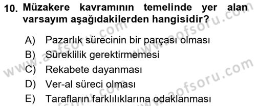 Çatışma ve Stres Yönetimi 1 Dersi 2024 - 2025 Yılı Yaz Okulu Sınav Soruları 10. Soru