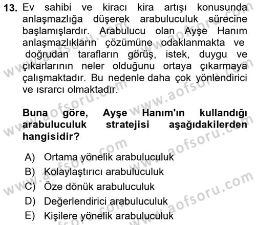 Çatışma ve Stres Yönetimi 1 Dersi 2024 - 2025 Yılı Yaz Okulu Sınav Soruları 13. Soru