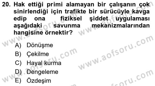 Çatışma ve Stres Yönetimi 1 Dersi 2024 - 2025 Yılı Yaz Okulu Sınav Soruları 20. Soru