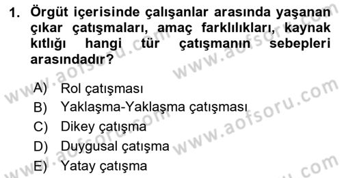 Çatışma ve Stres Yönetimi 1 Dersi 2025 - 2026 Yılı (Vize) Ara Sınav Soruları 1. Soru