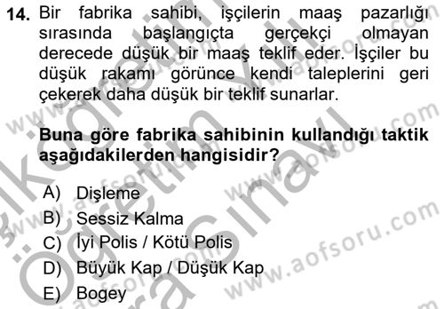 Çatışma ve Stres Yönetimi 1 Dersi 2025 - 2026 Yılı (Vize) Ara Sınav Soruları 14. Soru