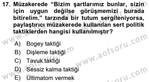 Çatışma ve Stres Yönetimi 1 Dersi 2025 - 2026 Yılı (Vize) Ara Sınav Soruları 17. Soru