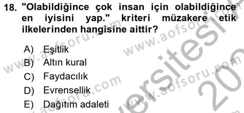 Çatışma ve Stres Yönetimi 1 Dersi 2025 - 2026 Yılı (Vize) Ara Sınav Soruları 18. Soru