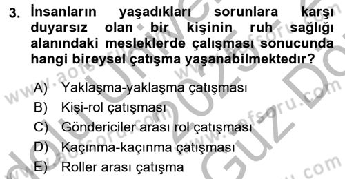 Çatışma ve Stres Yönetimi 1 Dersi 2025 - 2026 Yılı (Vize) Ara Sınav Soruları 3. Soru