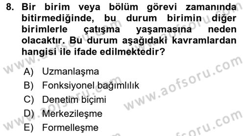 Çatışma ve Stres Yönetimi 1 Dersi 2025 - 2026 Yılı (Vize) Ara Sınav Soruları 8. Soru
