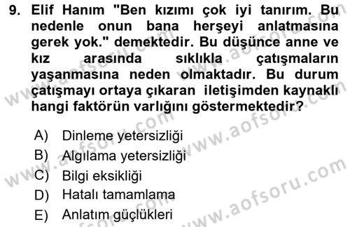 Çatışma ve Stres Yönetimi 1 Dersi 2025 - 2026 Yılı (Vize) Ara Sınav Soruları 9. Soru