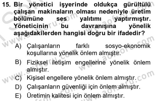Çatışma ve Stres Yönetimi 1 Dersi 2025 - 2026 Yılı (Final) Dönem Sonu Sınav Soruları 15. Soru