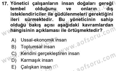 Çatışma ve Stres Yönetimi 1 Dersi 2025 - 2026 Yılı (Final) Dönem Sonu Sınav Soruları 17. Soru