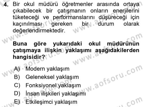 Çatışma ve Stres Yönetimi 1 Dersi 2025 - 2026 Yılı (Final) Dönem Sonu Sınav Soruları 4. Soru