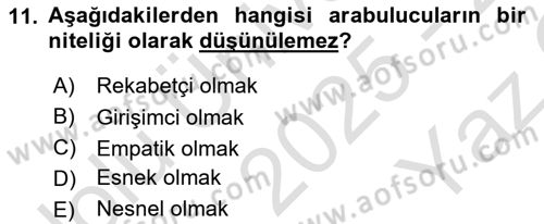 Çatışma ve Stres Yönetimi 1 Dersi 2025 - 2026 Yılı Yaz Okulu Sınav Soruları 11. Soru