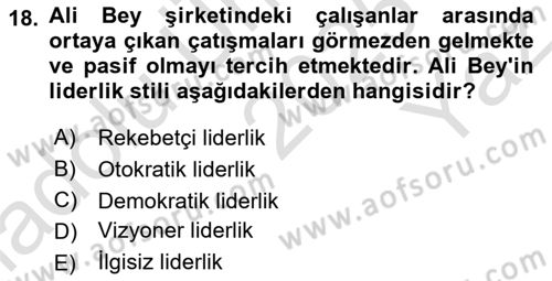 Çatışma ve Stres Yönetimi 1 Dersi 2025 - 2026 Yılı Yaz Okulu Sınav Soruları 18. Soru