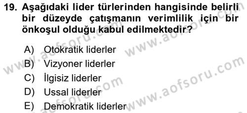 Çatışma ve Stres Yönetimi 1 Dersi 2025 - 2026 Yılı Yaz Okulu Sınav Soruları 19. Soru