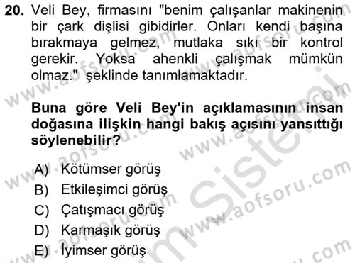 Çatışma ve Stres Yönetimi 1 Dersi 2025 - 2026 Yılı Yaz Okulu Sınav Soruları 20. Soru