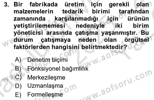 Çatışma ve Stres Yönetimi 1 Dersi 2025 - 2026 Yılı Yaz Okulu Sınav Soruları 3. Soru