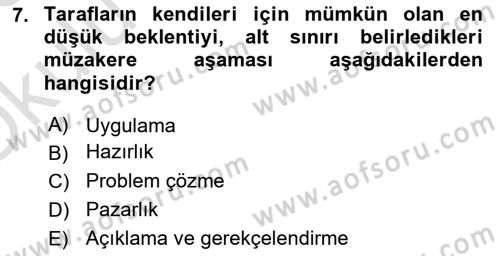 Çatışma ve Stres Yönetimi 1 Dersi 2025 - 2026 Yılı Yaz Okulu Sınav Soruları 7. Soru