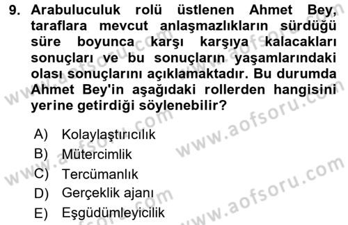 Çatışma ve Stres Yönetimi 1 Dersi 2025 - 2026 Yılı Yaz Okulu Sınav Soruları 9. Soru