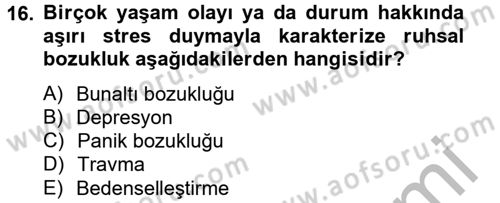 Çatışma ve Stres Yönetimi 2 Dersi 2012 - 2013 Yılı (Vize) Ara Sınav Soruları 16. Soru