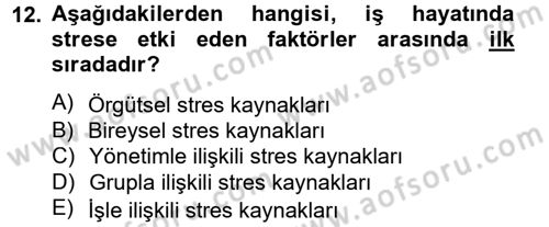 Çatışma ve Stres Yönetimi 2 Dersi 2012 - 2013 Yılı (Final) Dönem Sonu Sınav Soruları 12. Soru
