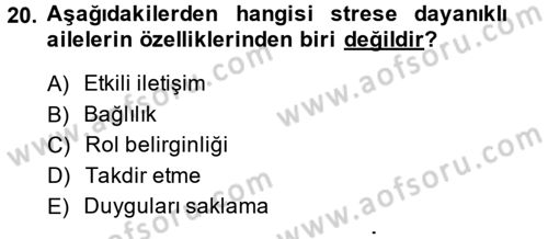 Çatışma ve Stres Yönetimi 2 Dersi 2013 - 2014 Yılı (Vize) Ara Sınav Soruları 20. Soru
