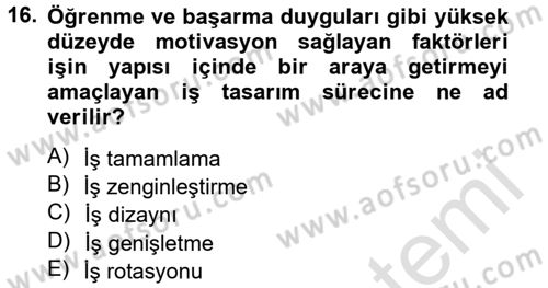 Çatışma ve Stres Yönetimi 2 Dersi 2013 - 2014 Yılı Tek Ders Sınav Soruları 16. Soru