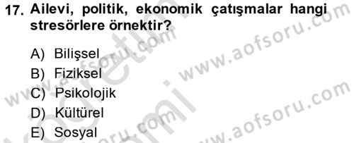 Çatışma ve Stres Yönetimi 2 Dersi 2013 - 2014 Yılı Tek Ders Sınav Soruları 17. Soru