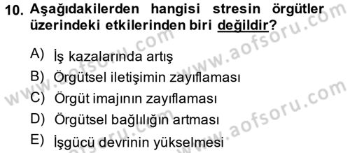 Çatışma ve Stres Yönetimi 2 Dersi 2014 - 2015 Yılı Tek Ders Sınav Soruları 10. Soru