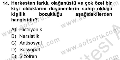 Çatışma ve Stres Yönetimi 2 Dersi 2014 - 2015 Yılı Tek Ders Sınav Soruları 14. Soru