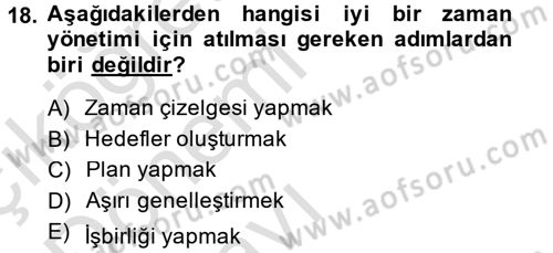 Çatışma ve Stres Yönetimi 2 Dersi 2014 - 2015 Yılı Tek Ders Sınav Soruları 18. Soru