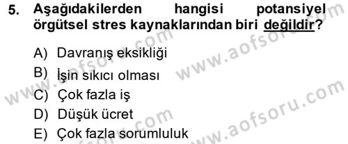 Çatışma ve Stres Yönetimi 2 Dersi 2014 - 2015 Yılı Tek Ders Sınav Soruları 5. Soru