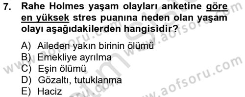 Çatışma ve Stres Yönetimi 2 Dersi 2014 - 2015 Yılı Tek Ders Sınav Soruları 7. Soru
