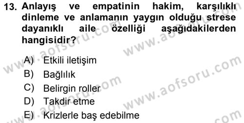 Çatışma ve Stres Yönetimi 2 Dersi 2015 - 2016 Yılı (Vize) Ara Sınav Soruları 13. Soru
