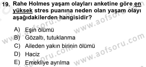 Çatışma ve Stres Yönetimi 2 Dersi 2015 - 2016 Yılı (Vize) Ara Sınav Soruları 19. Soru