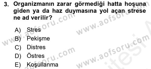 Çatışma ve Stres Yönetimi 2 Dersi 2015 - 2016 Yılı (Vize) Ara Sınav Soruları 3. Soru