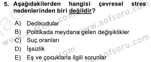 Çatışma ve Stres Yönetimi 2 Dersi 2015 - 2016 Yılı (Vize) Ara Sınav Soruları 5. Soru