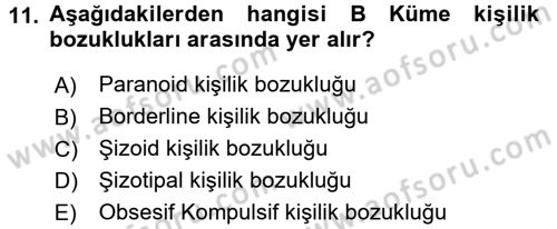 Çatışma ve Stres Yönetimi 2 Dersi 2015 - 2016 Yılı (Final) Dönem Sonu Sınav Soruları 11. Soru