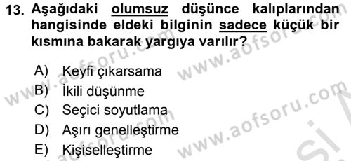 Çatışma ve Stres Yönetimi 2 Dersi 2015 - 2016 Yılı (Final) Dönem Sonu Sınav Soruları 13. Soru
