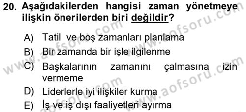 Çatışma ve Stres Yönetimi 2 Dersi 2015 - 2016 Yılı (Final) Dönem Sonu Sınav Soruları 20. Soru