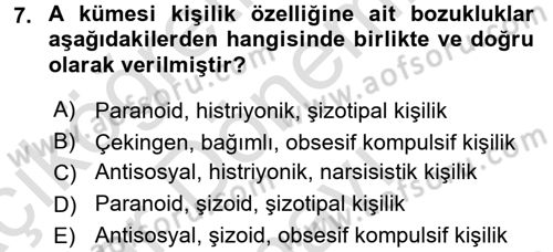 Çatışma ve Stres Yönetimi 2 Dersi 2015 - 2016 Yılı (Final) Dönem Sonu Sınav Soruları 7. Soru