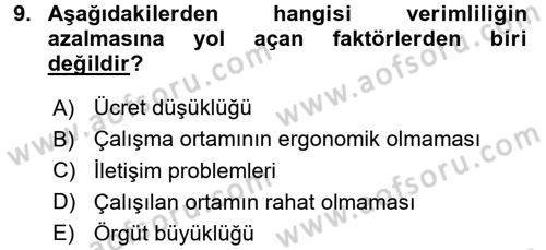 Çatışma ve Stres Yönetimi 2 Dersi 2015 - 2016 Yılı (Final) Dönem Sonu Sınav Soruları 9. Soru