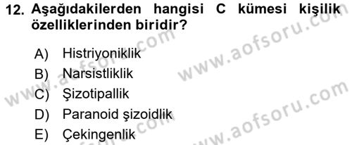 Çatışma ve Stres Yönetimi 2 Dersi 2016 - 2017 Yılı 3 Ders Sınavı 12. Soru