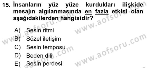 Çatışma ve Stres Yönetimi 2 Dersi 2016 - 2017 Yılı 3 Ders Sınavı 15. Soru