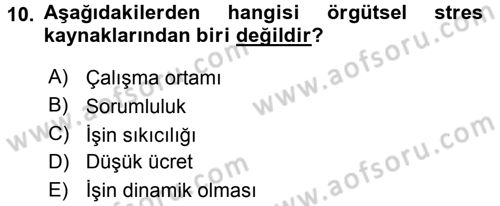 Çatışma ve Stres Yönetimi 2 Dersi 2016 - 2017 Yılı (Vize) Ara Sınav Soruları 10. Soru