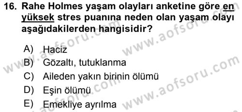Çatışma ve Stres Yönetimi 2 Dersi 2016 - 2017 Yılı (Vize) Ara Sınav Soruları 16. Soru