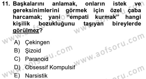 Çatışma ve Stres Yönetimi 2 Dersi 2016 - 2017 Yılı (Final) Dönem Sonu Sınavı 11. Soru