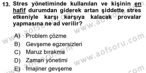 Çatışma ve Stres Yönetimi 2 Dersi 2016 - 2017 Yılı (Final) Dönem Sonu Sınavı 13. Soru